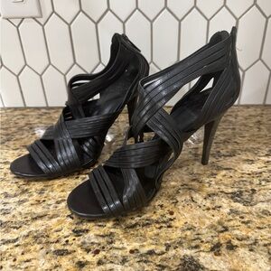 Tory Burch Black Heels with Strappy Design and High Heel
